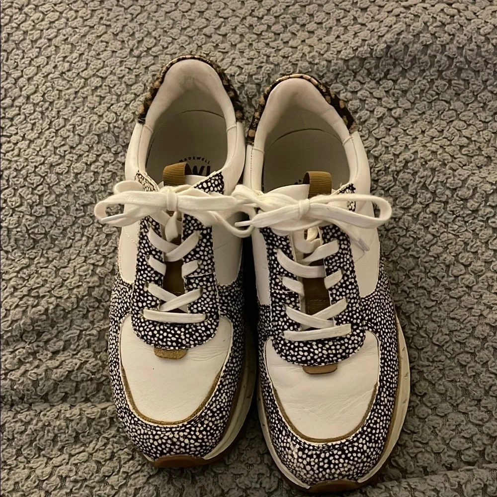 White & Black Speckled Low-Top Sneakers- MADEWELL 7.5 - Picture 2 of 6